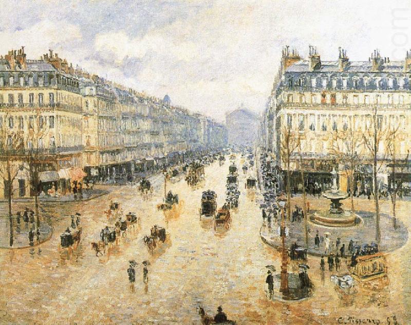 Theater Square, the French rain, Camille Pissarro